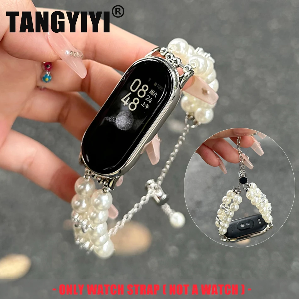 

Luxury Butterfly Diamond Pearl Strap For Xiaomi Mi Band 10 9 8 7 Pro Miband 6 5 4 3 Wrist Telescopic Bracelet Replace Watchband