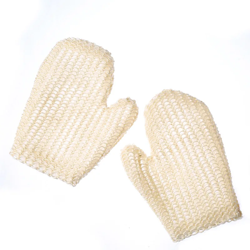 Five Fingers Bath Gloves Flax Natural Sisal Household Shower Scrub Body Wash Gloves Bath Sponge for Spa Shower Soap Foam