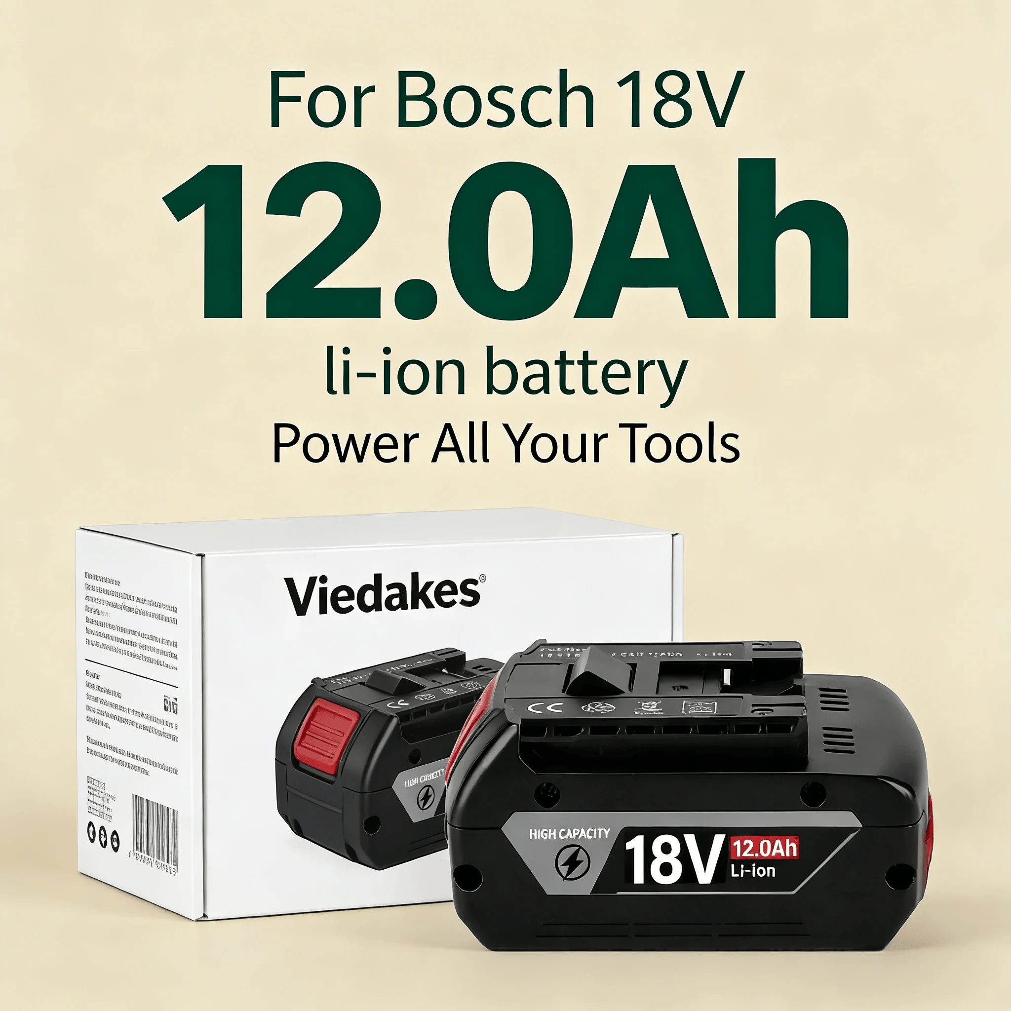 

12.0ah 18v battery 100% compatible for bosch 18v battery tools with high capacity 12.0Ah for bosch 18v original 8ah battery