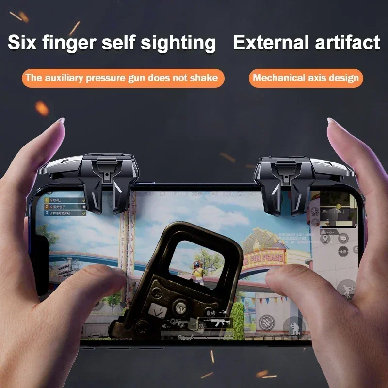M01 6 أصابع لعبة الهاتف المحمول الزناد الهدف الحساسة مطلق النار L1 R1 مفتاح زر غمبد تحكم ل IOS أندرويد العالمي PUBG #3