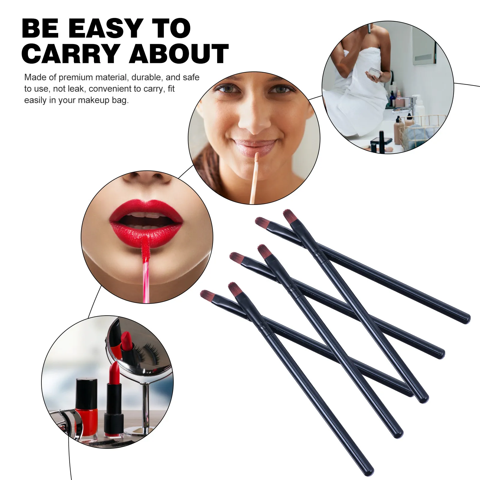 

50 шт. кистей для макияжа губ, портативные, легкие, с плотной щетиной, для путешествий, ежедневного использования, профессиональные, для салонов, многофункциональные