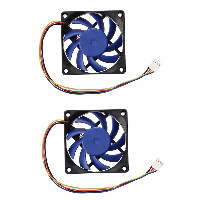 

2X 12V DC 32 70Mm 4-Pin Computer Case CFM PWM CPU PC Fan Blue & Black