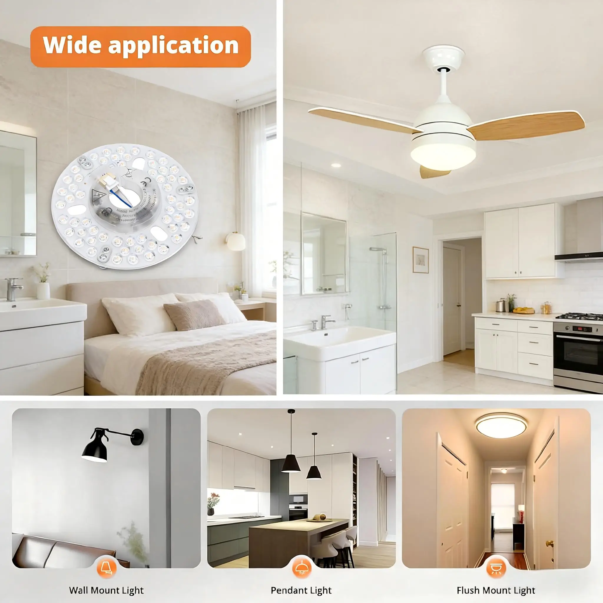 Ceiling Board Circular Lamp 130mm 18W 3CCT Dimmable Round Replacement Ceiling Fan Light 110-240V Energy Saving Home Light Parts image 2