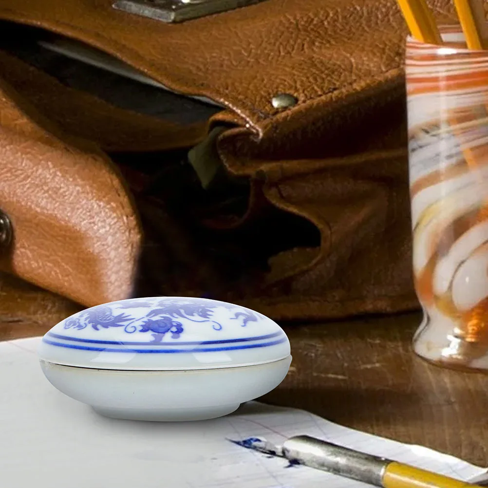 

4Pcs Chinese Style Inkpad Red Ink Paste Durable Ceramic Box Calligraphy Ink Pad Painting Supplies for Artwork Calligraphy Inkpad