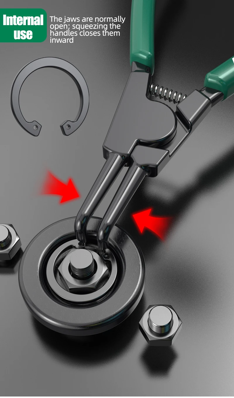 LAOA 9-Zoll-Sicherungsringzange aus CR-V-Stahl mit geraden/gebogenen Spitzen für 40-100 mm, Autoreparaturwerkzeuge – Detail 8
