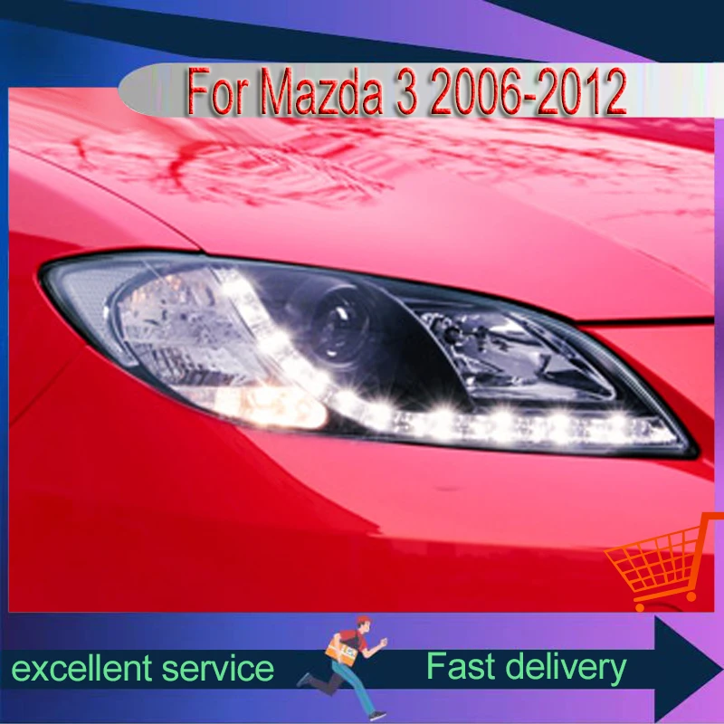 

Стайлинг автомобиля для Mazda 3 Mazda3 2003-2008, фары головного света, фары головного света, полная фотолампа, передняя лампа, автомобильные инструменты, аксессуары