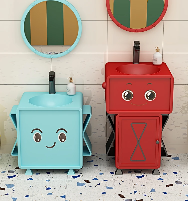 Robot kindergarten washstand color floor sink cartoon children column washbasin