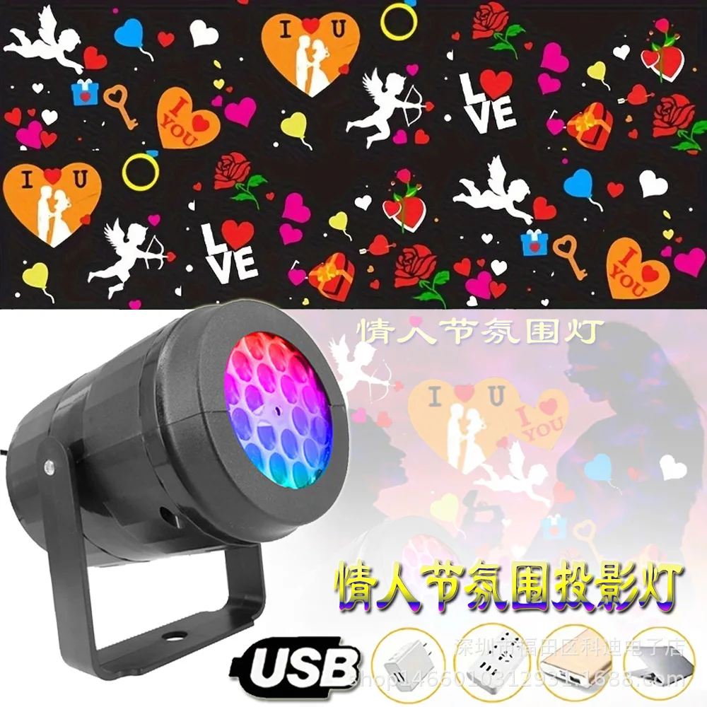 16-patroon kerstprojectorlamp USB/EU-stekker Sneeuwvlok Halloween-sfeer Decoratieve lamp Vakantiepodiumverlichting Effect Heet