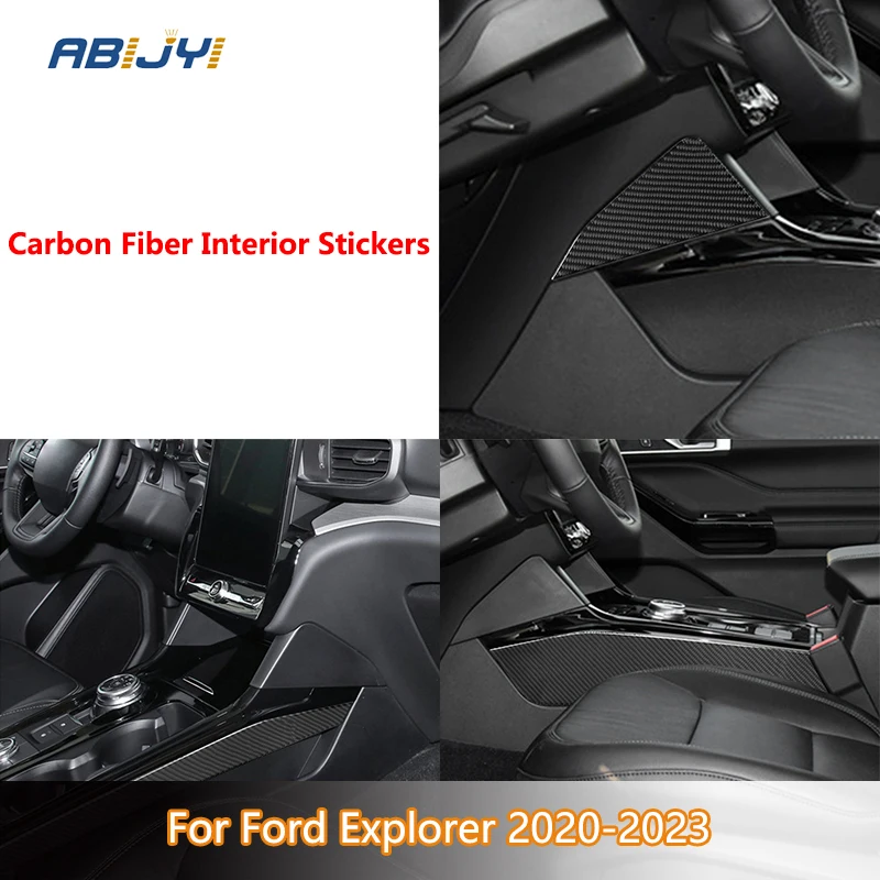 

Centre Console Left Right Carbon Fiber Interior Stickers Fits both Horizontal & Vertical Screens For Ford Explorer 2020-2023