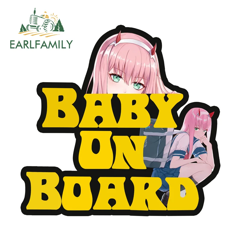 

EARLFAMILY Baby On Board Zero Two Sign Car Stickers Vinyl Graphic Decal Waterproof Scratch-proof Decoration Car Accessory ATV