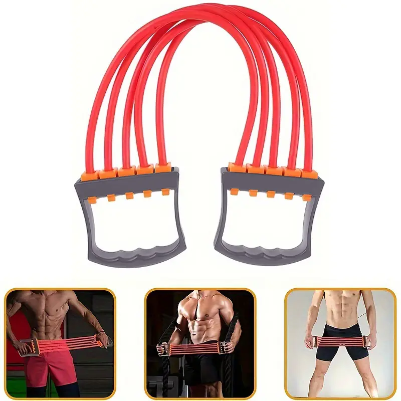 Full Body Workout Set - Chest Expander with 5 Removable Resistance Bands for Pilates, Push Ups, and Muscle Training - Strengthen - 5