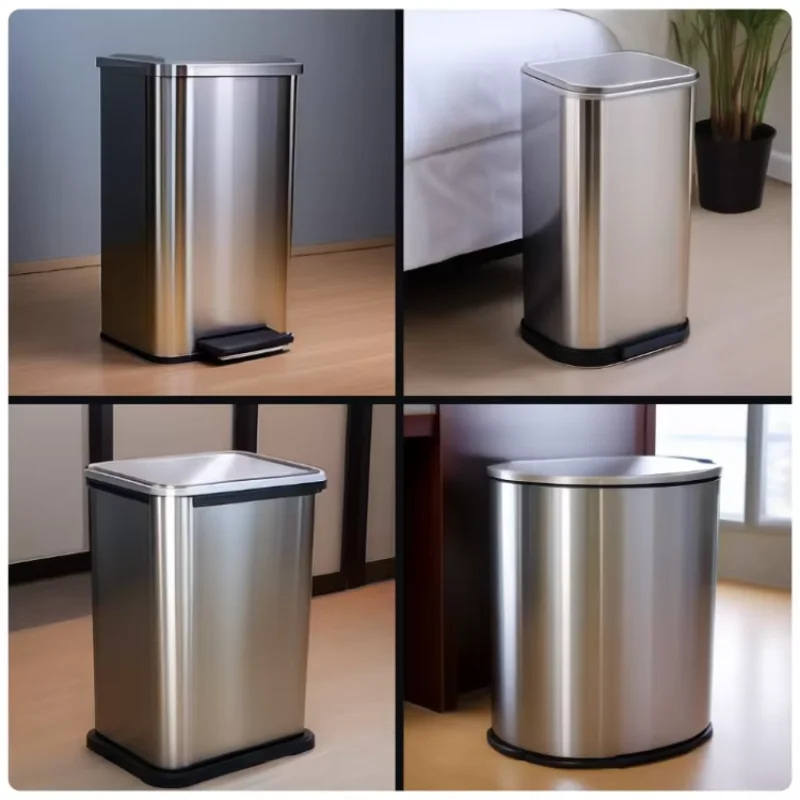 

Large Capacity 30L/40L Stainless Steel Trash Can Vertical Foot Pedal Board Trash Can Kitchen Bathroom Restaurant Square