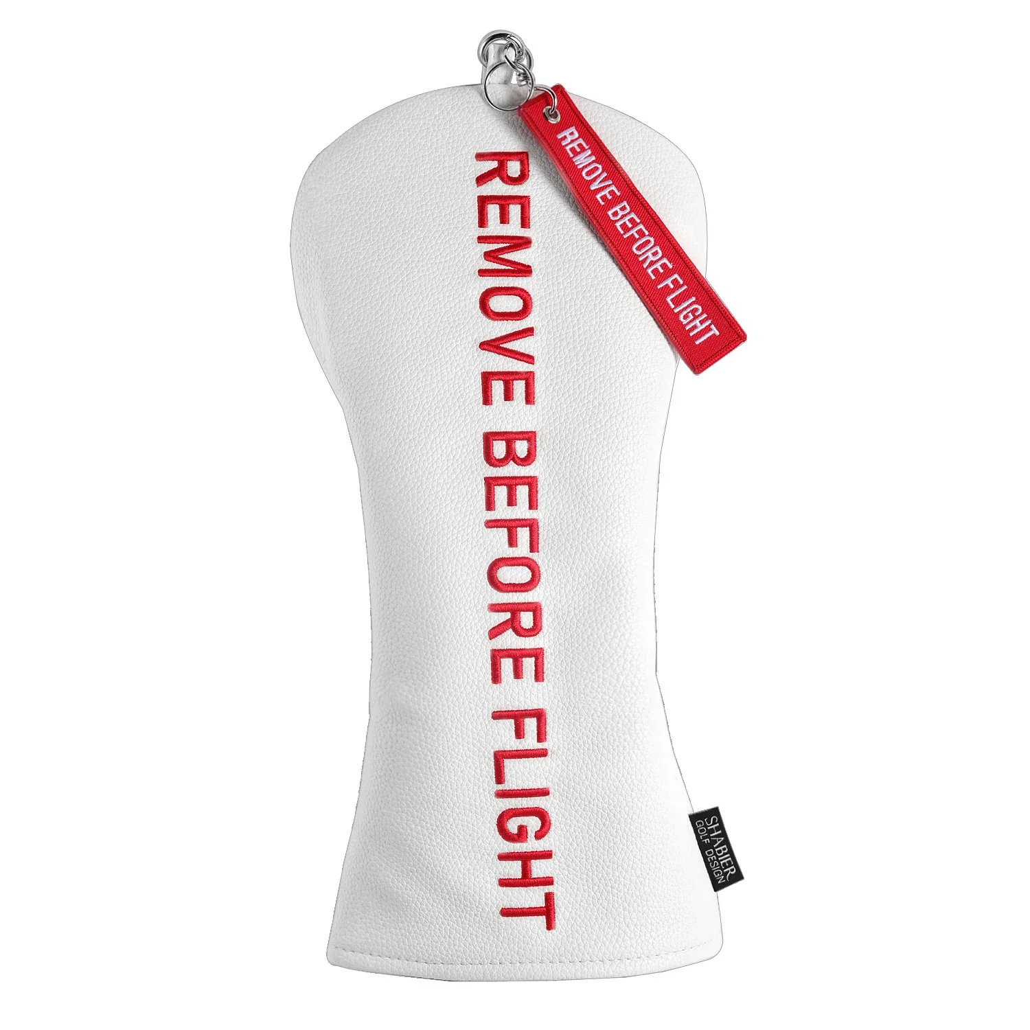 White PU Leather Golf Headcover,Remove Before Flight 460CC Driver Cover Fairway Wood Hybrid Club Cover Alignment Stick Protector