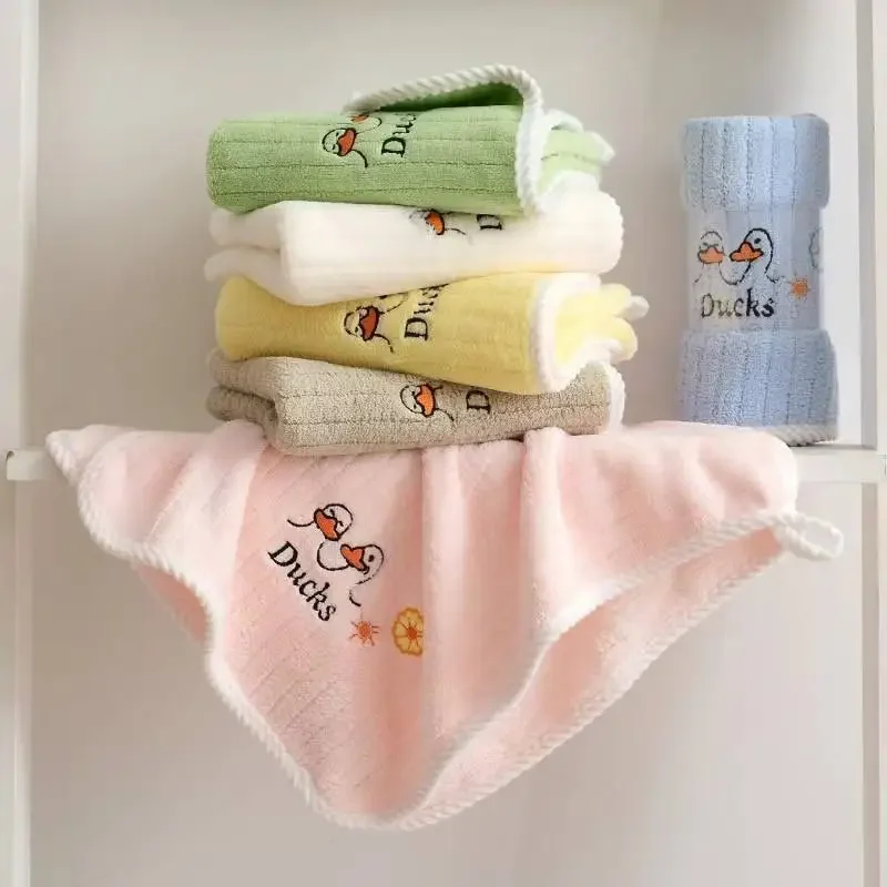 Cute Hand Towels Bathroom Towels with Hanging Loop Microfiber Coral Fleece Absorbent for Kitchen Bathroom Bedroom