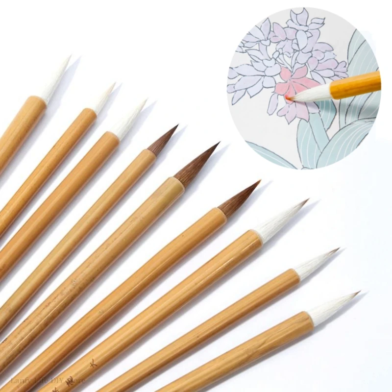 3pcs/set Pottery Brush Wool Bamboo Pole Painting Outline Line Fill Color Brush DIY Ceramic Glaze on/under Glaze Painting Tool