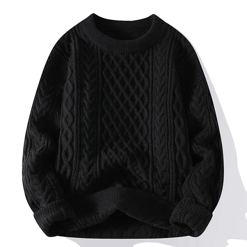 

Sweater Men Women Autumn Winter Rollneck Warm Loose Mens Knitted Pullovers Harajuku Retro Solid Color Knitting Pullover Sweaters