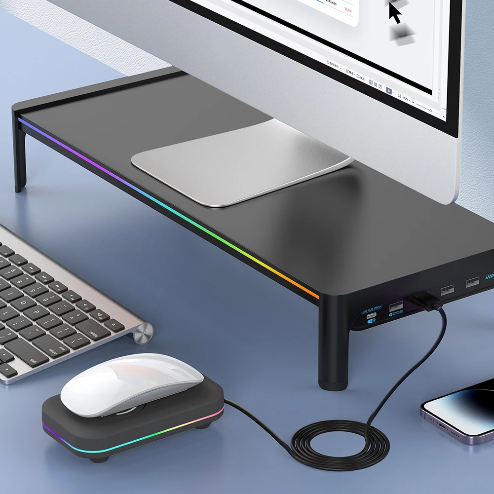 Q8-自動ターンテーブルマウス,移動シミュレーター,オン/オフスイッチ,タイプCマウス,コンピューターの保護