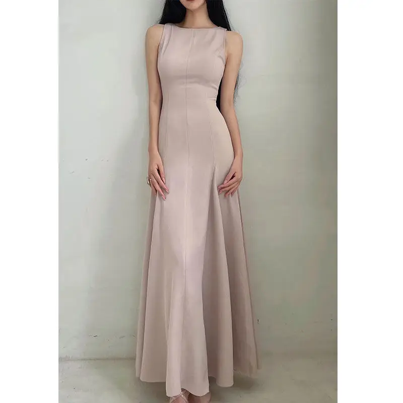 

Original Slim Vest Skirt A-line Solid Color Fairy High-end Long Skirt