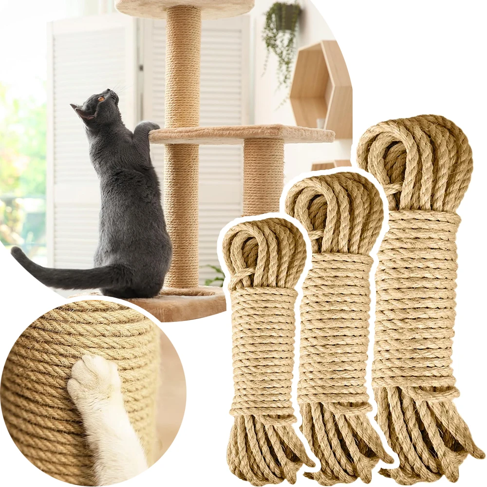 Cat Scratcher Rope DIY Natural Sisal Rope Toy Cats Paw Claw Furniture Protector Cat Tree Tower Climbing Frame Binding Rope