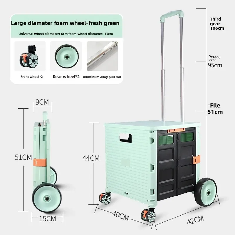 Multi-functional grocery shopping cart storage box trolley household folding stair climbing trolley