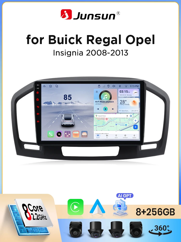 Junsun Android Carplay Autoradio für Opel Insignia für Buick Regal 2014-2017 Auto-Multimedia-Videoplayer GPS DSP RDS BT SWC IPS Touchscreen-Headunit Stereo