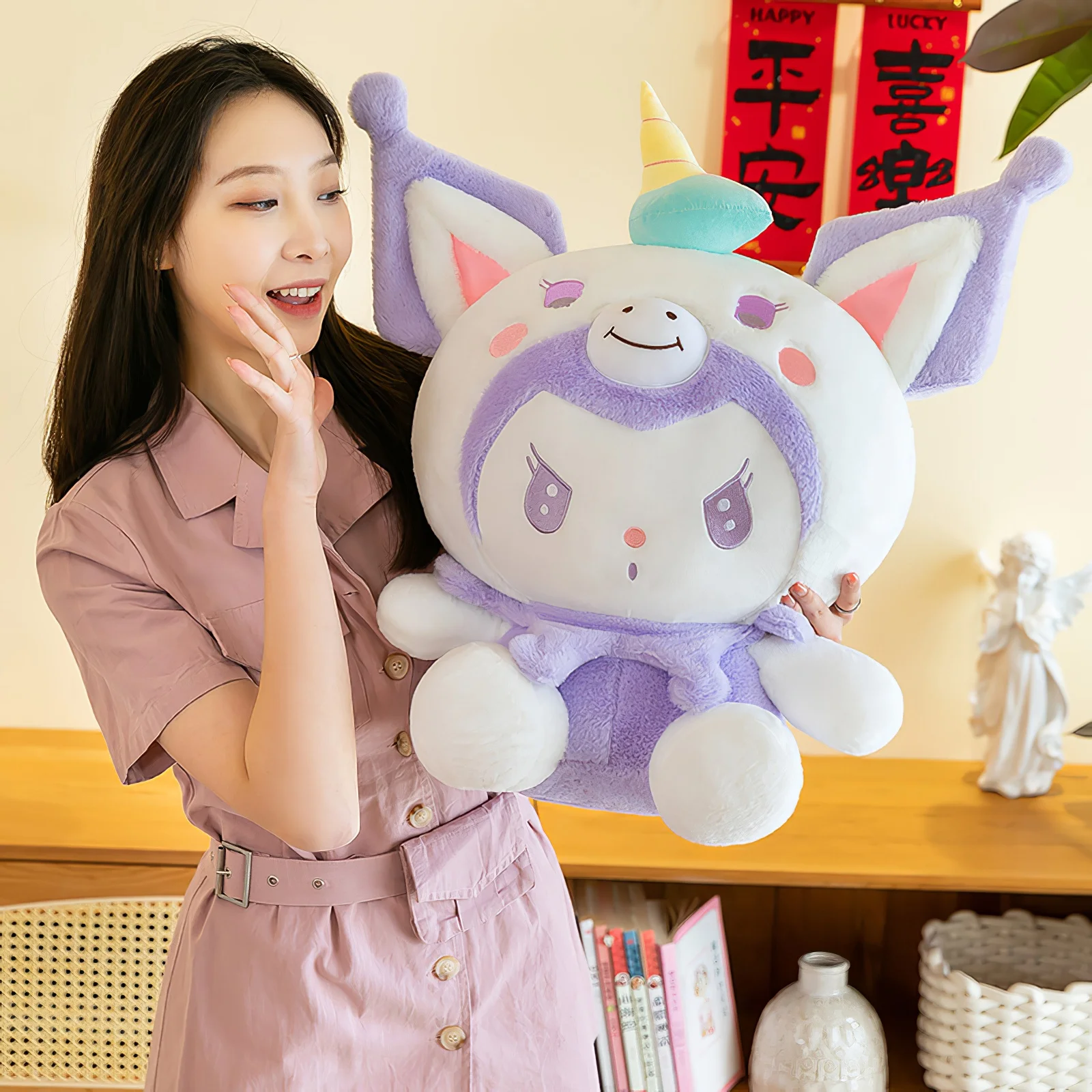 70cm Cartoon Sanrio Kuromi Transforme Unicorn Plush Toy Kawaii Little Devil Plushies Soft Stuffed Doll Big Size Cute Pillow Gift