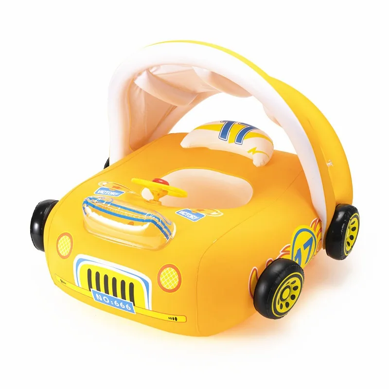 High End Inflatable Car Shaped Pool Float Sun Shade Canopy Steering Wheel Quick Setup Stable Floating For Beach Vacations Summer Pool Leisure Activities inflatable pool toys