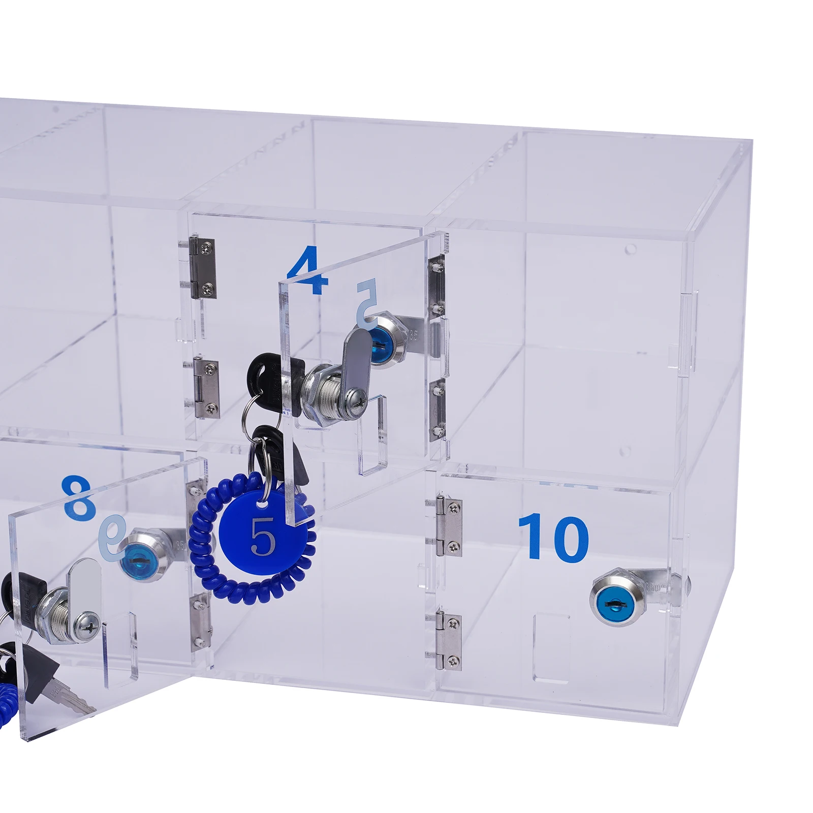 Clear Cell Phone Locker Box with Door Locks and Keys Wall-Mounted Cell Phones Storage Cabinet Pocket Storage Locker Box for Offi