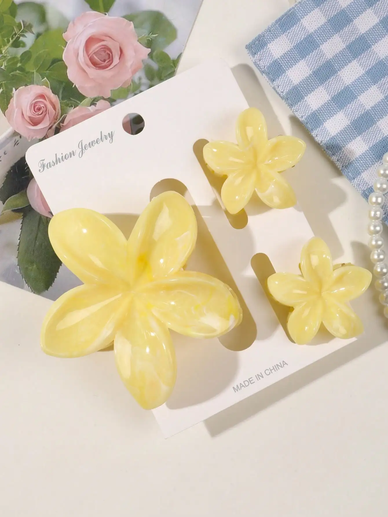 3 Stück rosa Blumen-Haarklammern, hawaiianische Hibiskus-Haifisch-Clip, niedliche modische Haar-Accessoires, Geschenke für Frauen und Mädchen – Detail 7