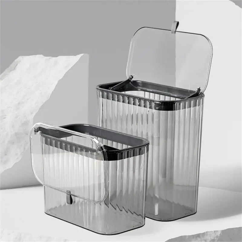 Mini Small Trash Bin Square Transparent Wall Hanging Household Light Luxury Car Supplies Kitchen Trash Bin Suspension Trash Bin