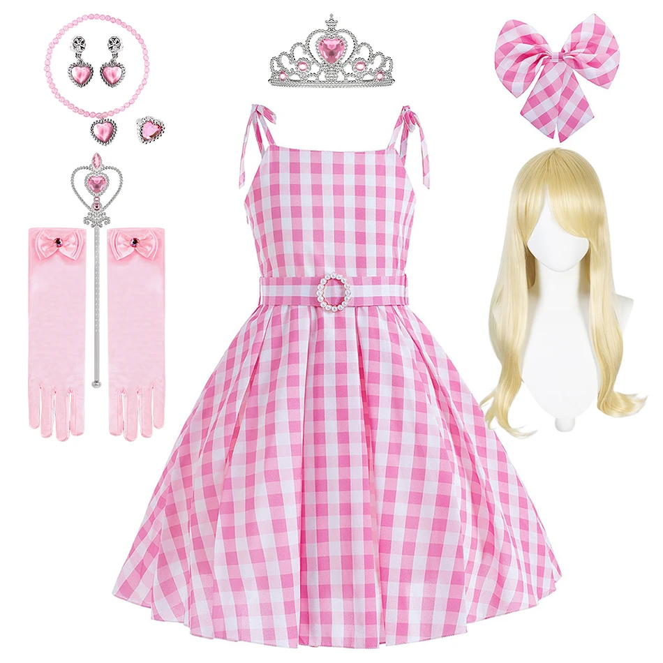 

Детские летние платья принцессы, клетчатое платье-комбинация для девочек, костюмы для косплея на Хэллоуин Барби, женские рождественские карнавальные платья для девочек