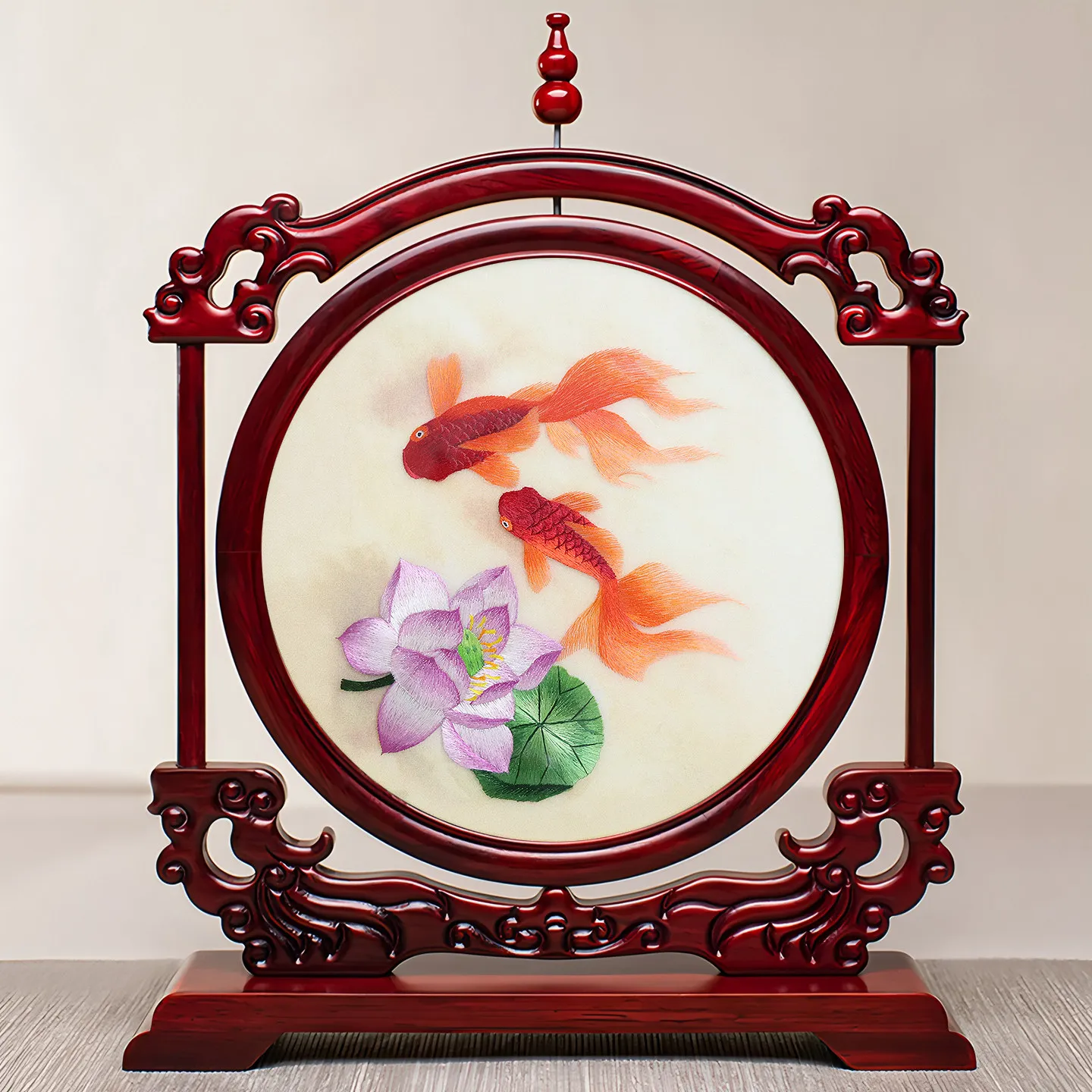 Handmade Suzhou embroidery ornament Double-sided embroidery handicrafts New Chinese desktop office decorative desktop screen