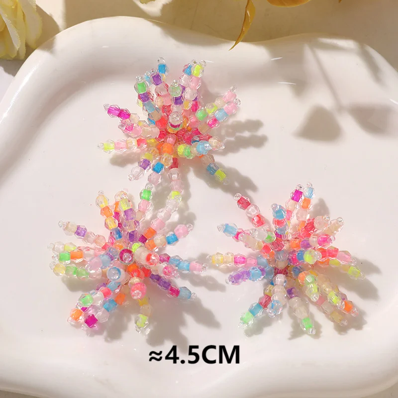 Colorful Beads Beaded Cluster Flower Ornaments 4pcs Wholesale DIY Jewelry Making Embellishment Decoration Accessory Findings