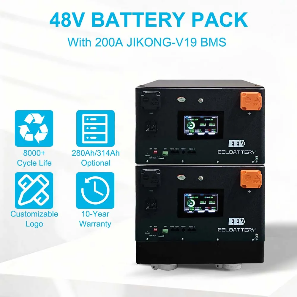 EU Pre-sale EEL 17KWH 51.2V Finished V6-Pro Battery Pack with Build-in 16pcs 330Ah LiFePO4 Cells+JK 200A BMS+ Breaker+ Fuse