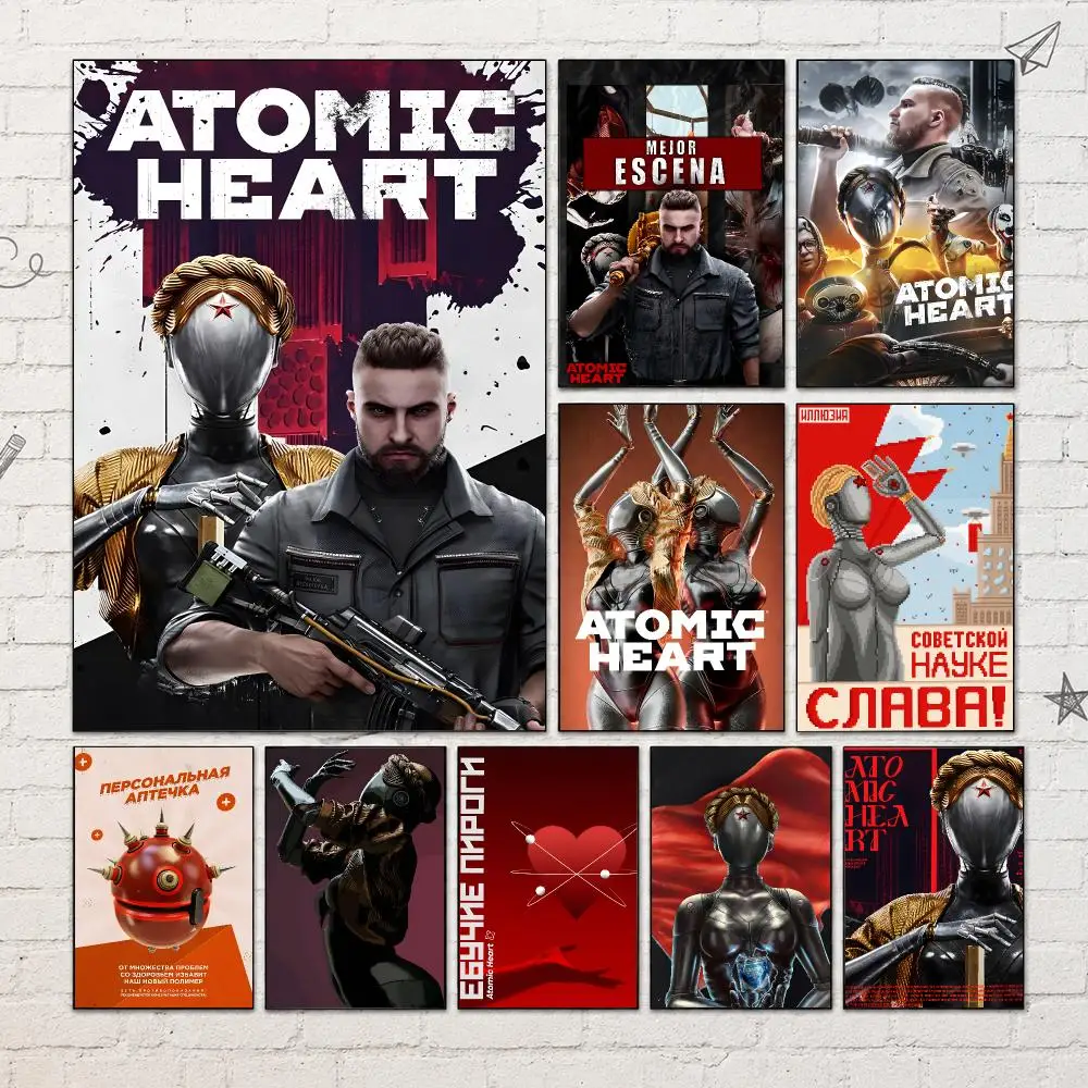 Game A-atomic heart Retro Futuristic Action Poster PP Self-Adhesive Wall Decor for Bedroom,Living Room,Dorm,Bar Aesthetic Gift