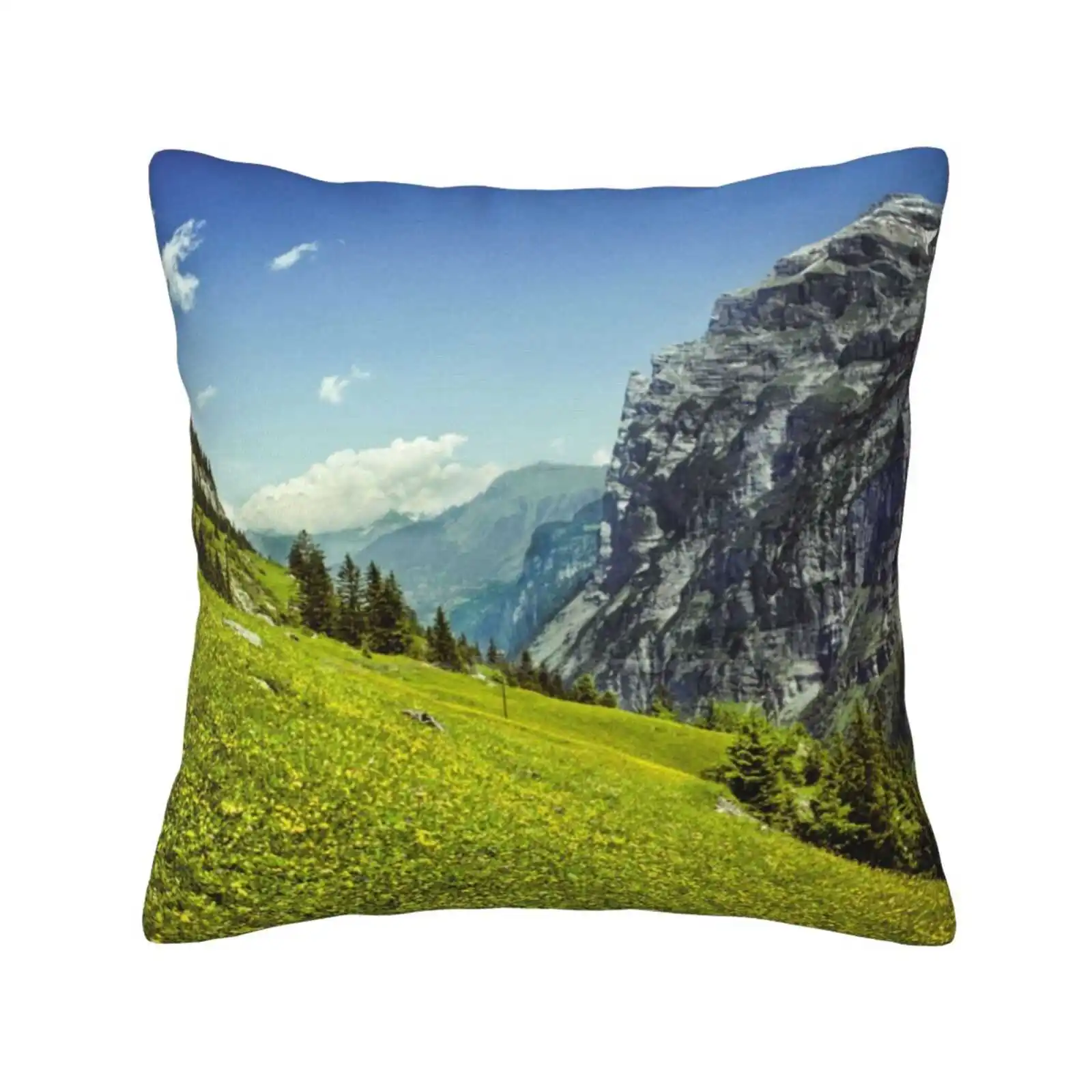 Lauterbrunnen Valley In Bloom Pillows Case Bedroom Home Decoration Alpine Beauty In Nature Central Europe Color Image European