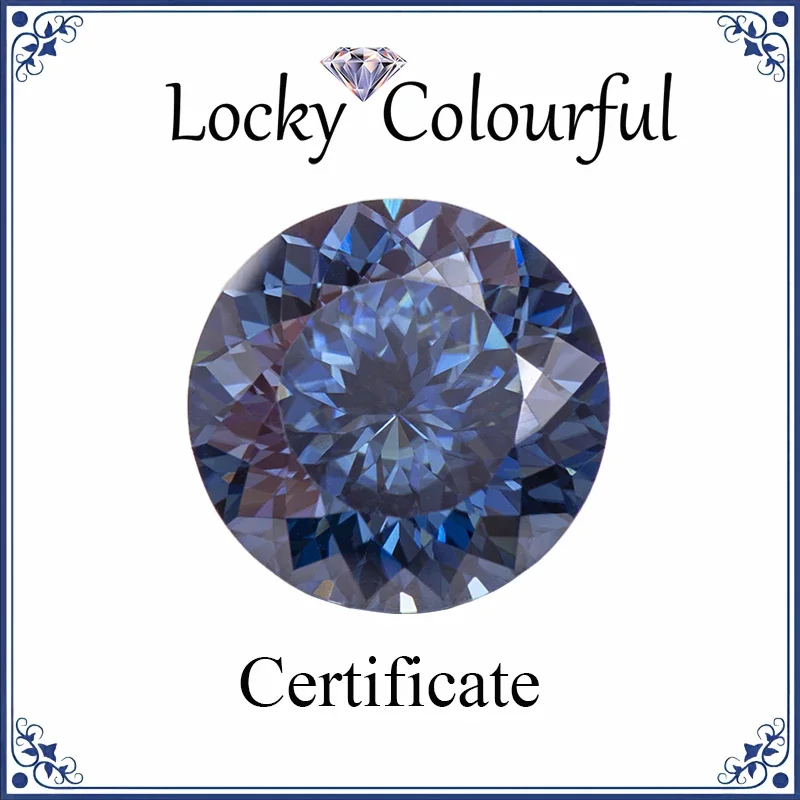 

Moissanite Round Shape Royal Blue Natural Color 100 Faces Cut VVS1 Bead for Charms DIY Jewelry Making Ring with GRA Certificate