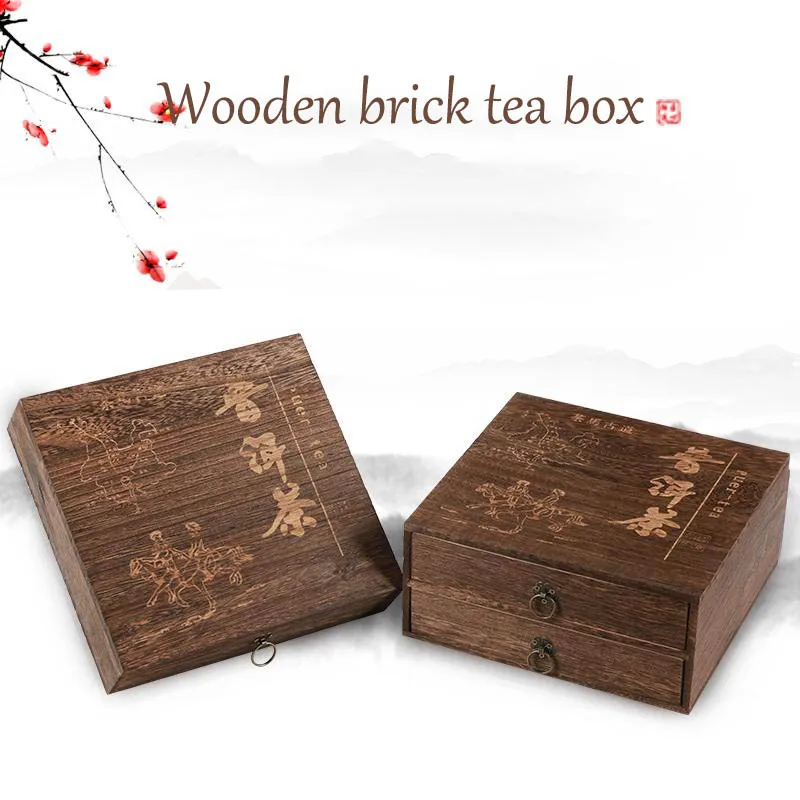 YMEEI Single Soild Wood Tea Boxes Chinese Bamboo Pu\'er Tea Cake Box Household Tea Storage Container Gifts Custom