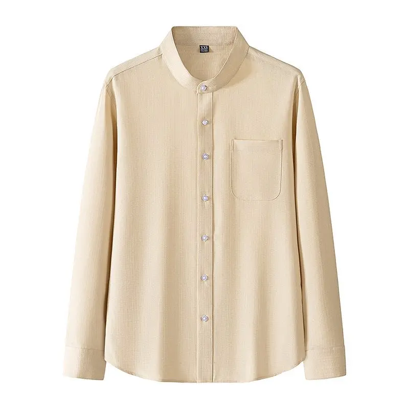 

Мужская повседневная рубашка с длинным рукавом C2504, свободный крой, с вышитой этикеткой, износостойкая, не дающая усадки, из искусственного хлопка