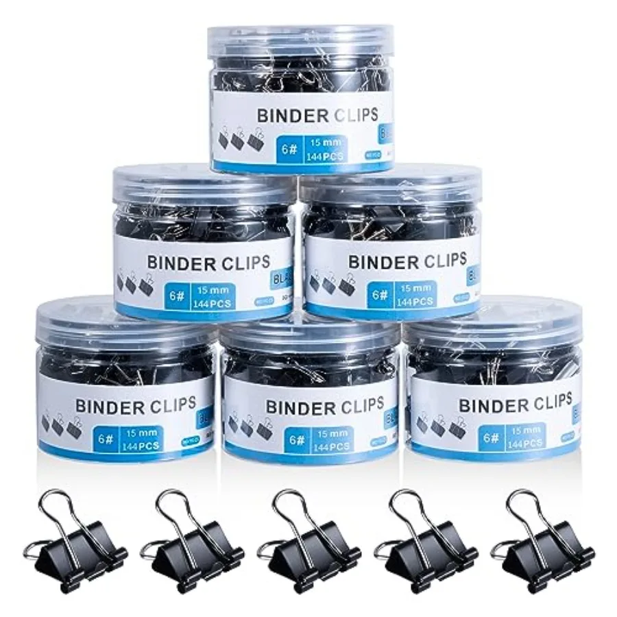 

Small Binder Clips Bulk 864 PCS - Mini Binder Clips 15mm Paper Clip Paper Clamps Micro Black Metal Binding Paperwork Clamp Scho