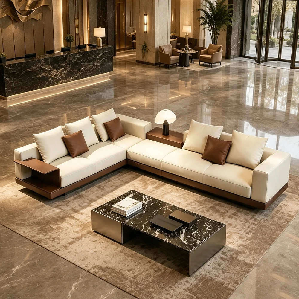 Solid Wood Leather Reception Office Sofa Set Modular Hospital School Waiting Area Commercial OEM Customizable Wholesale Supplier