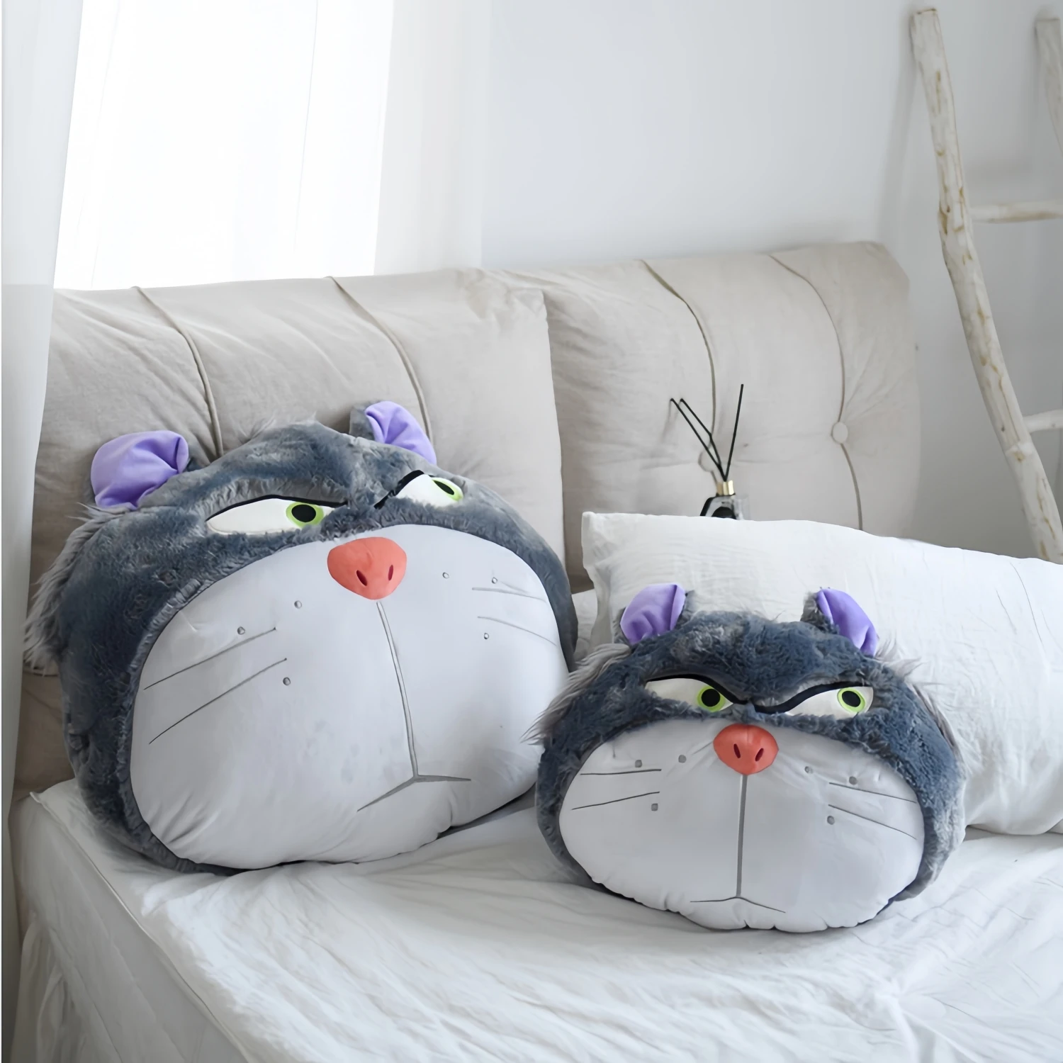 Thickened Lucifer Cat Throw Pillow Sofa Bed Comfortable Back Cushion Grey Cat Plushies Soft Plush Toy Big Size Cushion Gifts