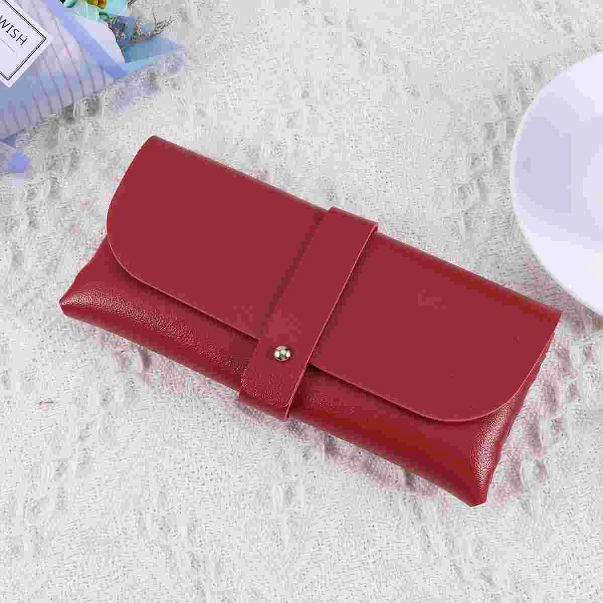 Fashion Glasses Case Buckle Clamshell PVC Glasses Case Handmade Cover Bag (Red) PVC glasses cover