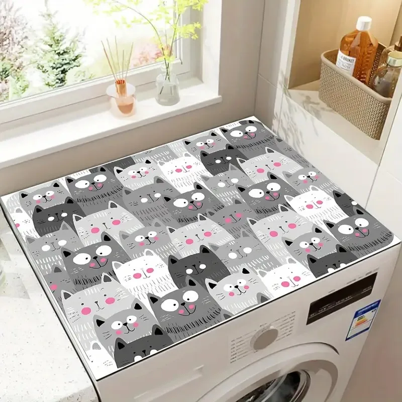 

Красочный кухонный сушильный коврик с кошачьим принтом, впитывающий быстросохнущий нескользящий коврик для посуды, многофункциональный домашний декор, коврик для сушки посуды