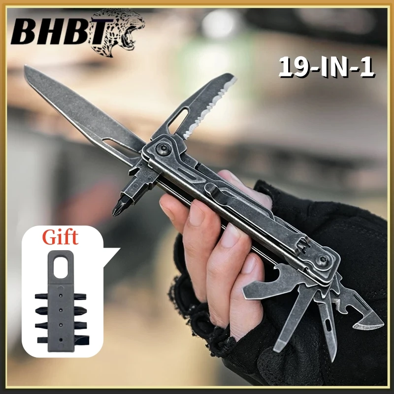 

BHBT Новый 19-в-1 мини-многофункциональный нож EDC Портативный уличный многофункциональный инструмент для выживания на природе Карманный нож с битами Подарок для мужчин