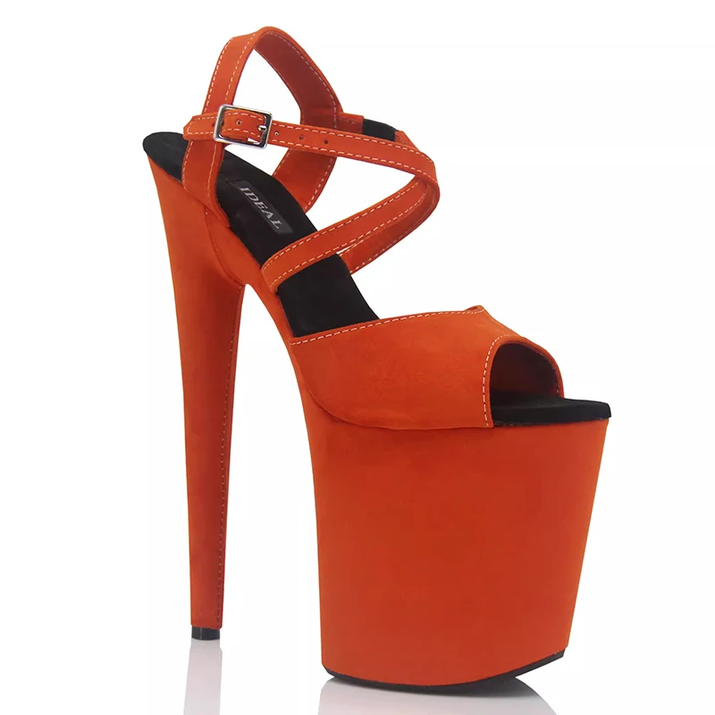 Model's super high heels 20cm stage runway sandals customized fashion European and American steel pipe dance shoes