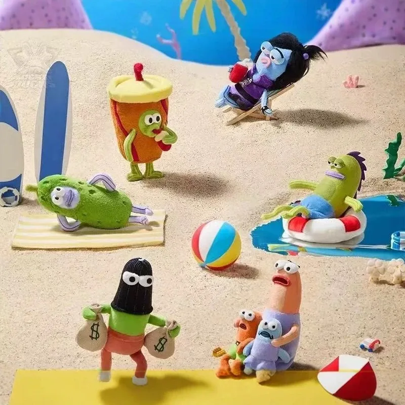 SpongeBob Hot New Bikini Bottom Day Trip Plush Charm Mini Plush Toys Cute Cartoon Bag Charms Collectible Toys