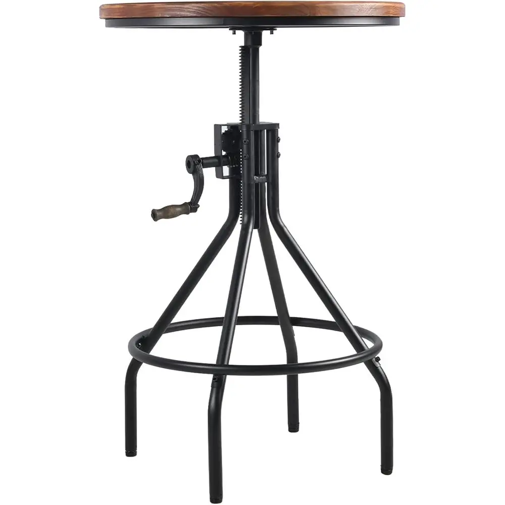 

Винтажный круглый барный стол с вращающейся деревянной столешницей, регулируемой высотой, в стиле стимпанк для кафе и пабов