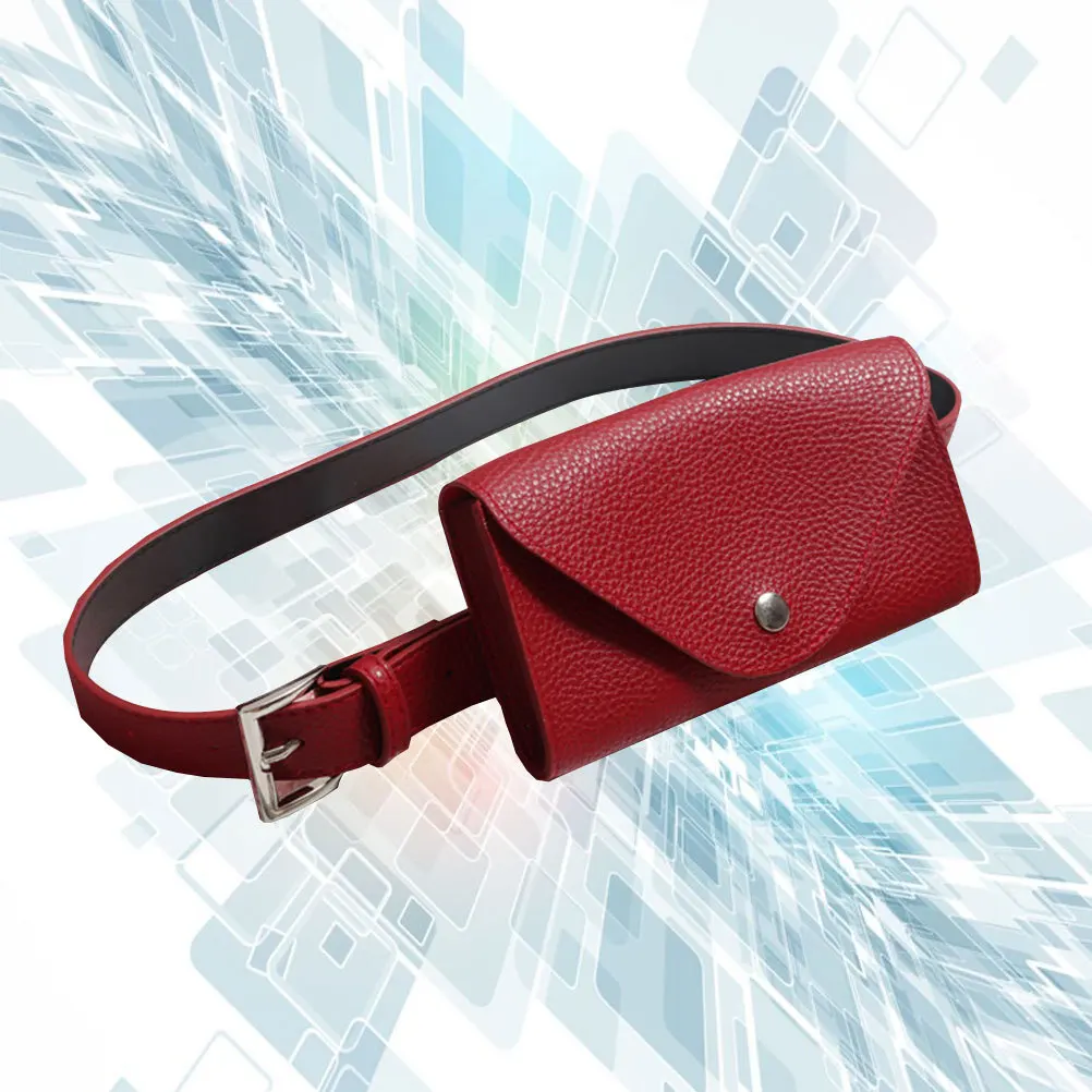 

PU Black Mini Belt Phone Bag Envelope Waist Pack for Women Small Belt Phone Purse Lightweight Travel Key Lipstick Organizer