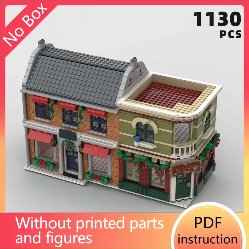 charming christmas holiday main street shop bricks xmas winter snow village diorama house blocks town store moc building setChri